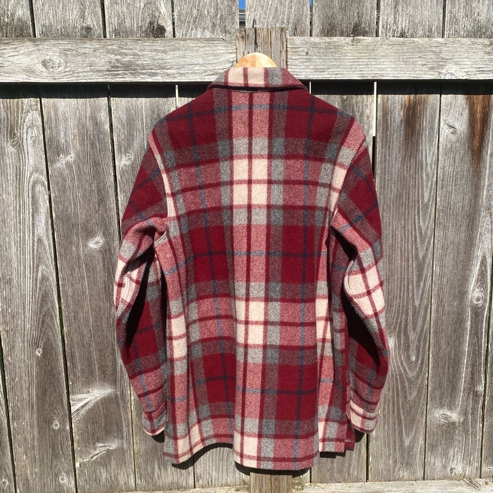 Vintage Eddie Bauer Red and Gray wool Plaid Utility Jacket - Picture 2 of 9